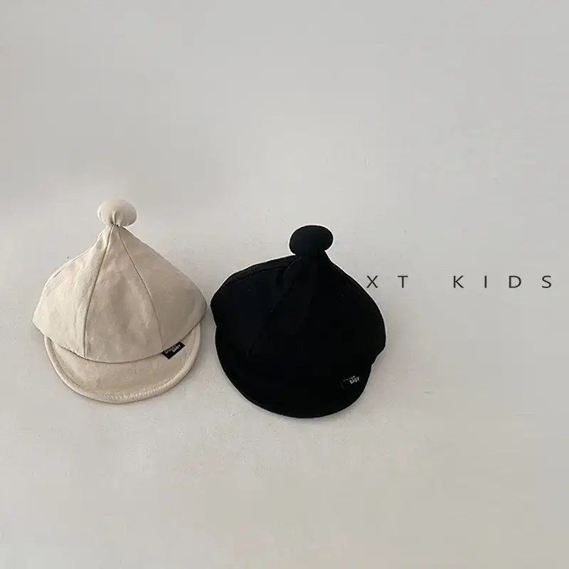 Baby Soft Brim Peaked Cap White Small Ball Western Style Sun Hat Infant Baby Spring Baseball Cap Tide - Image 9