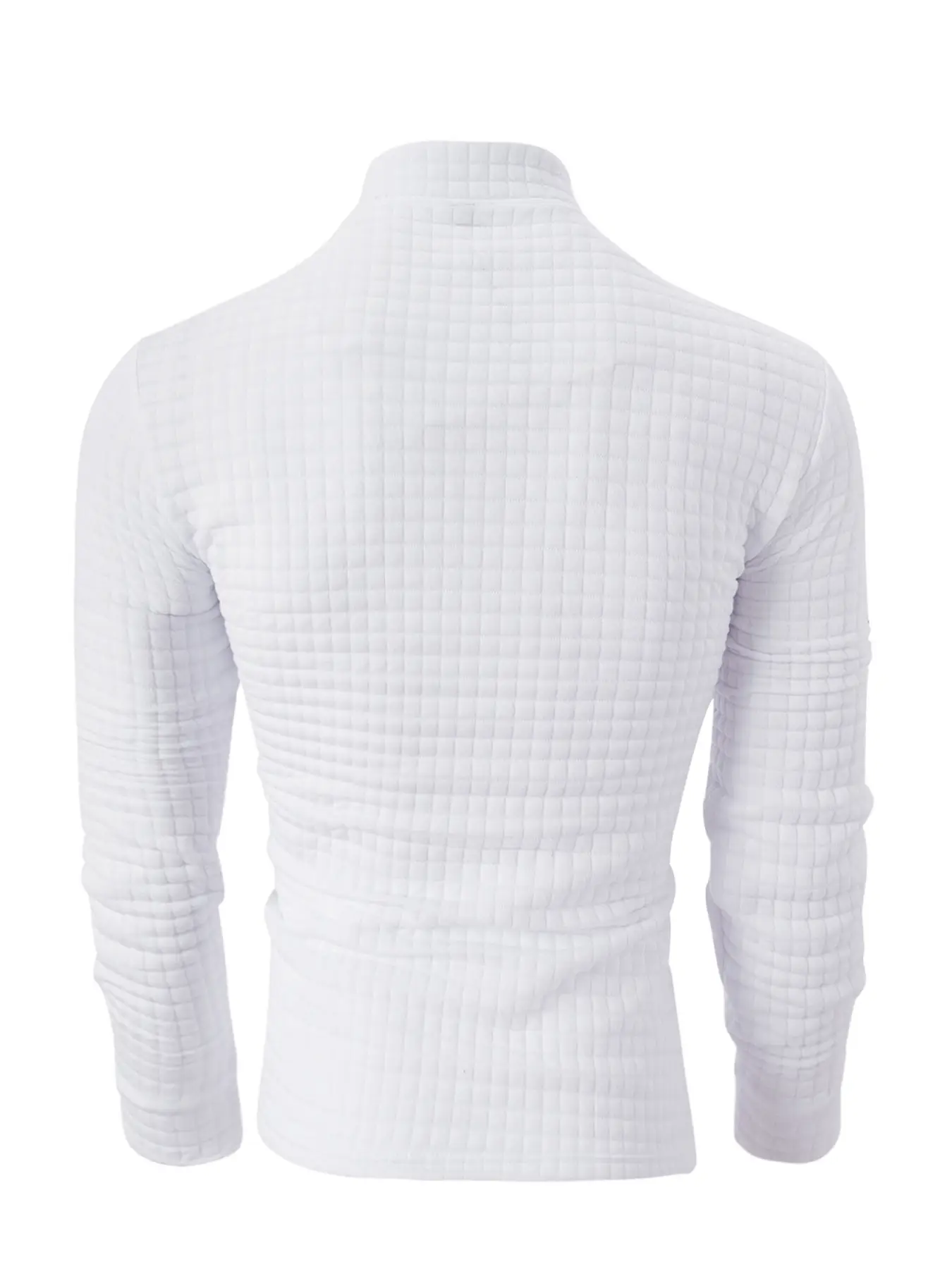 Men's White Grid Arm Zipper Polo Shirt — feature 11
