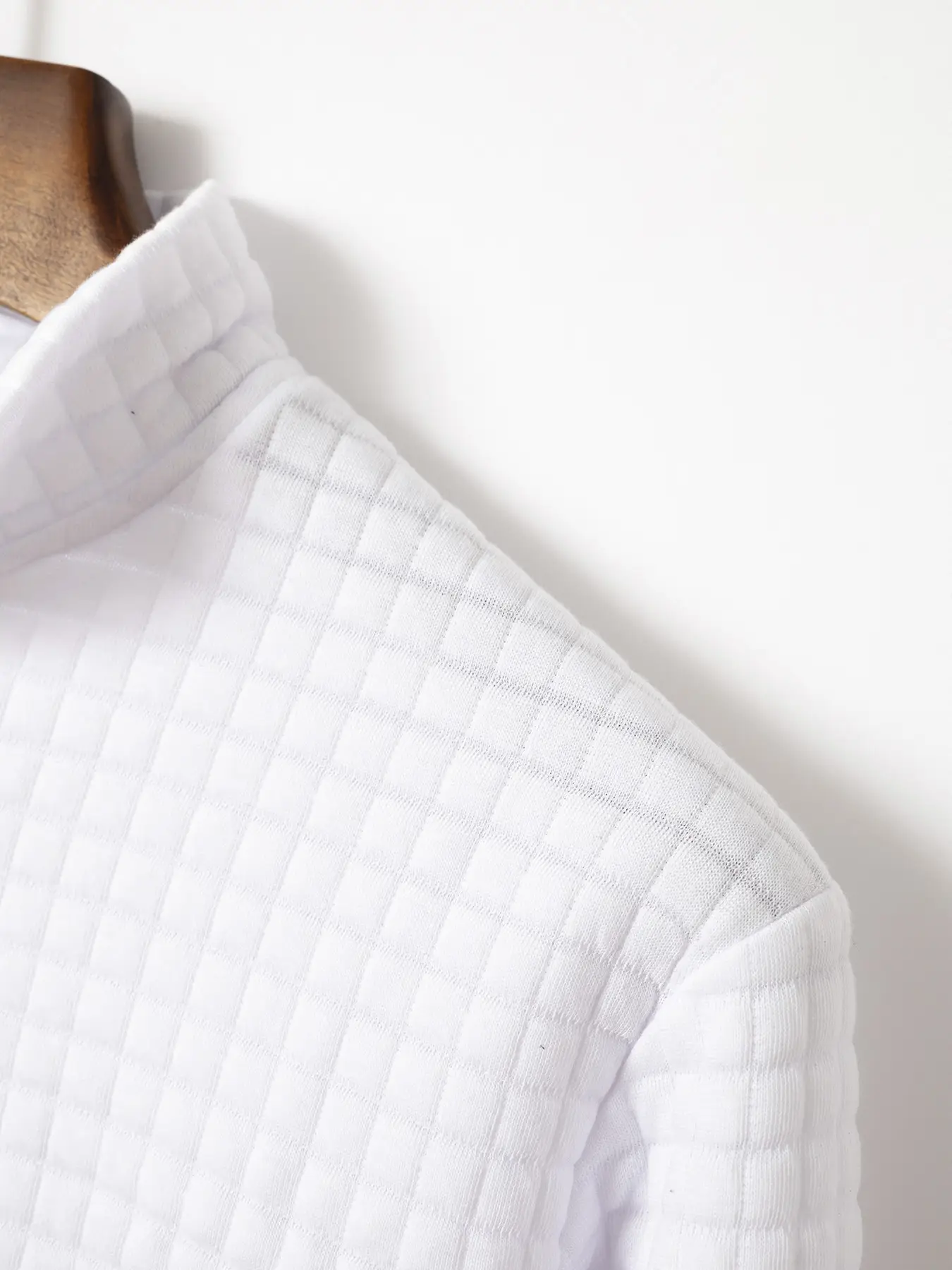 Men's White Grid Arm Zipper Polo Shirt — feature 13