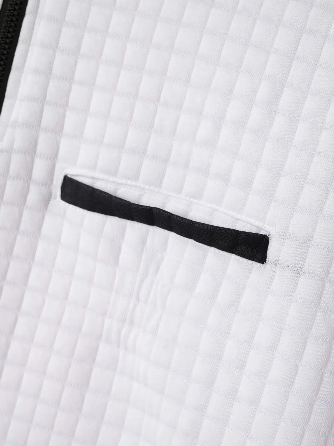 Men's White Grid Arm Zipper Polo Shirt — feature 15