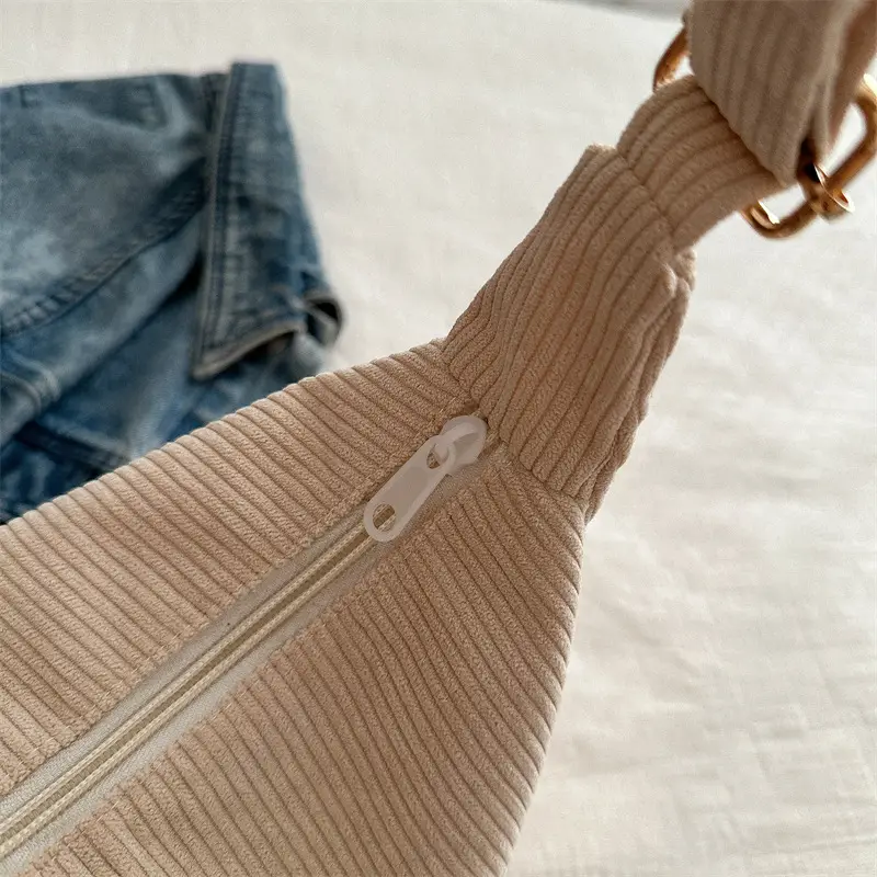 Women's Large Capacity Corduroy Shoulder Bag Beige