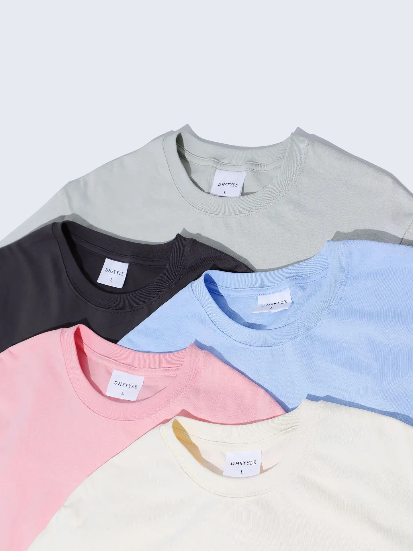 Women 240g Cotton T-Shirts Summer Retro Solid Colors