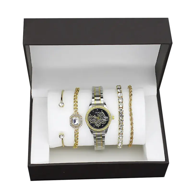 Women's Gold Butterfly Watch Set of 5 Luxury Fashion - Image 22