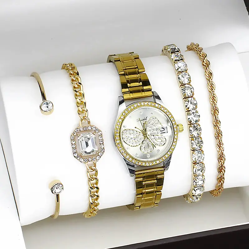 Women's Gold Butterfly Watch Set of 5 Luxury Fashion — feature 12