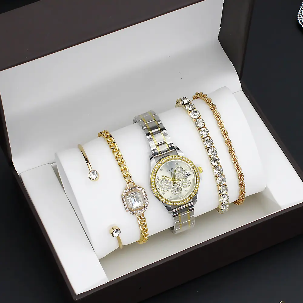Women's Gold Butterfly Watch Set of 5 Luxury Fashion — feature 4