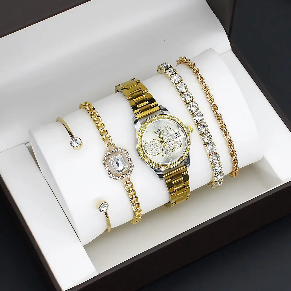 Women's Gold Butterfly Watch Set of 5 Luxury Fashion — feature 7