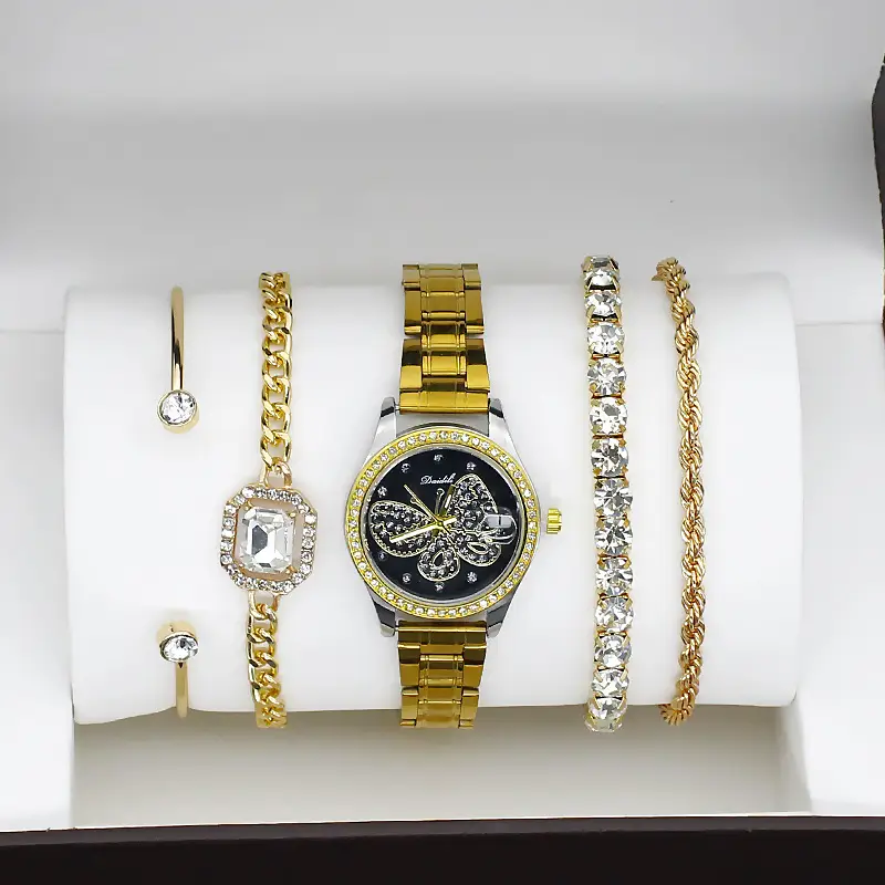 Women's Gold Butterfly Watch Set of 5 Luxury Fashion — feature 9