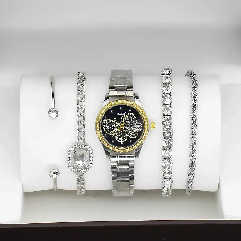 Women's Gold Butterfly Watch Set of 5 Luxury Fashion - Image 11