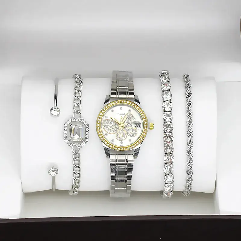Women's Gold Butterfly Watch Set of 5 Luxury Fashion - Image 12