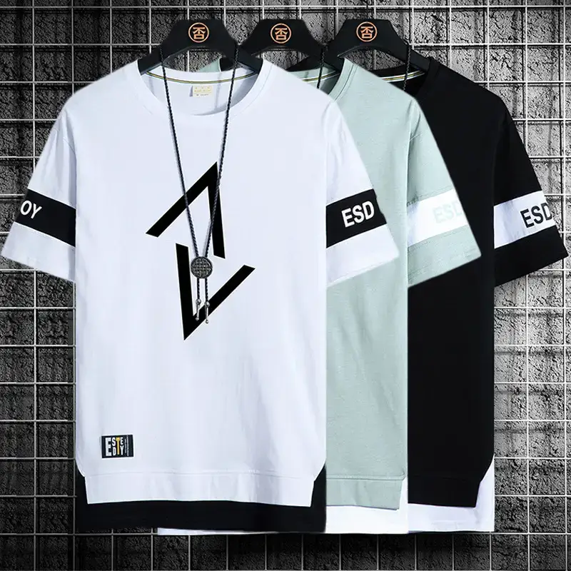 Men Ice Silk Half Sleeve T-Shirt Black White ESD Style Bear Print - Image 14