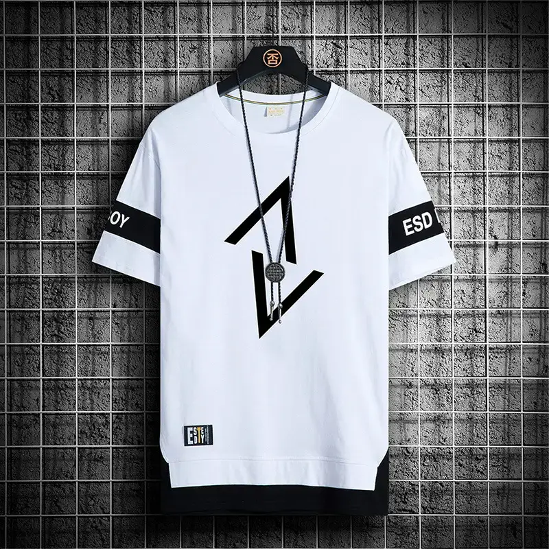 Men Ice Silk Half Sleeve T-Shirt Black White ESD Style Bear Print - Image 15