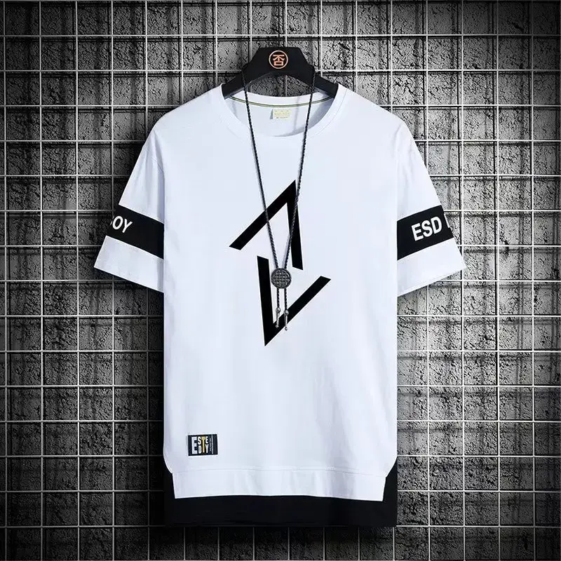 Men Ice Silk Half Sleeve T-Shirt Black White ESD Style Bear Print - Image 9
