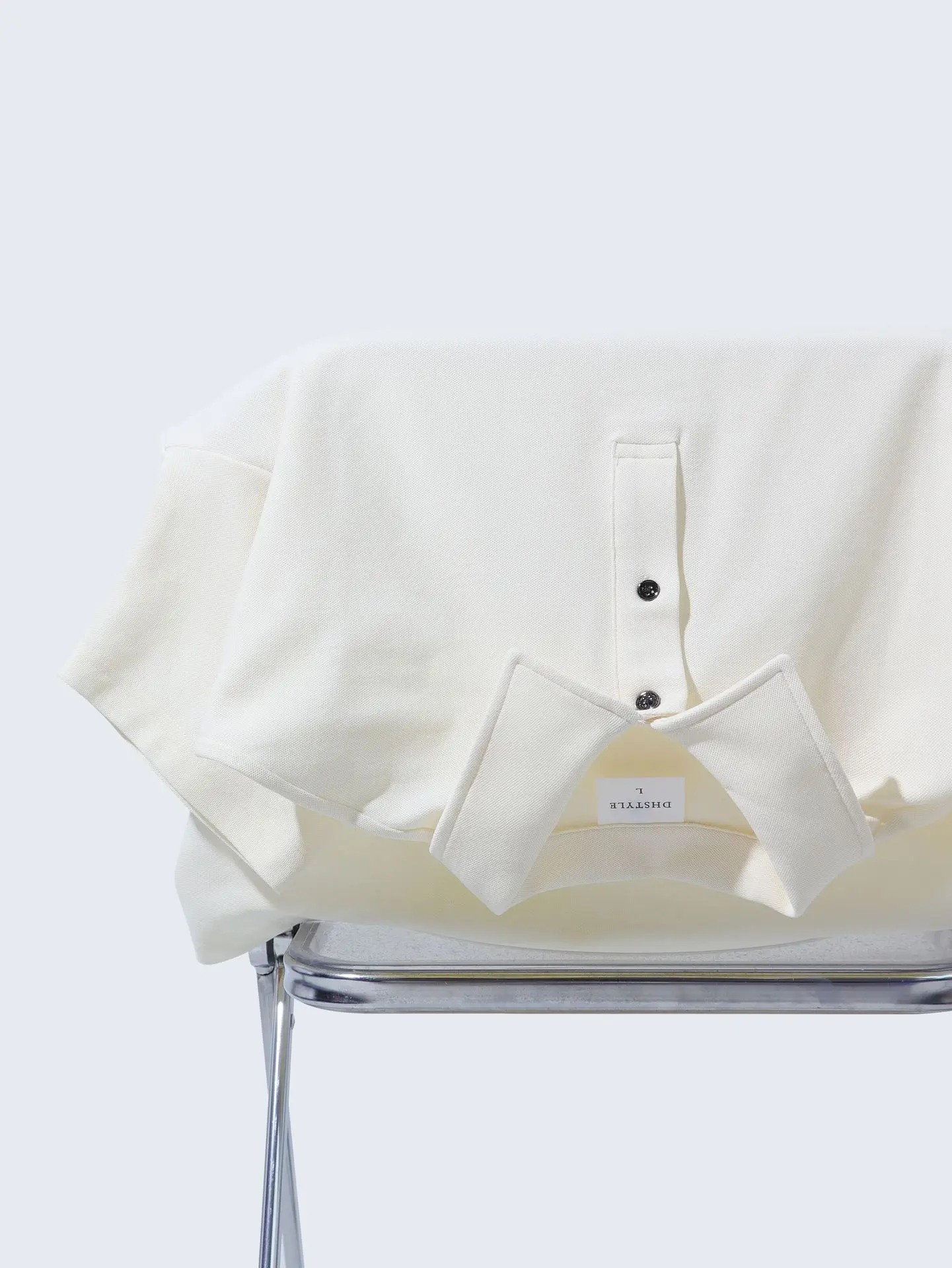 Men's Off-Shoulder Pique Cotton Polo Shirt White