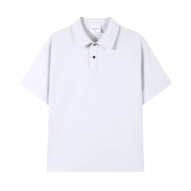 Men's Off-Shoulder Pique Cotton Polo Shirt White
