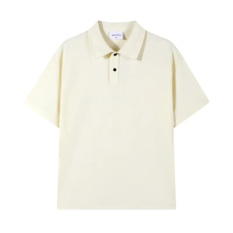 Men's Off-Shoulder Pique Cotton Polo Shirt White
