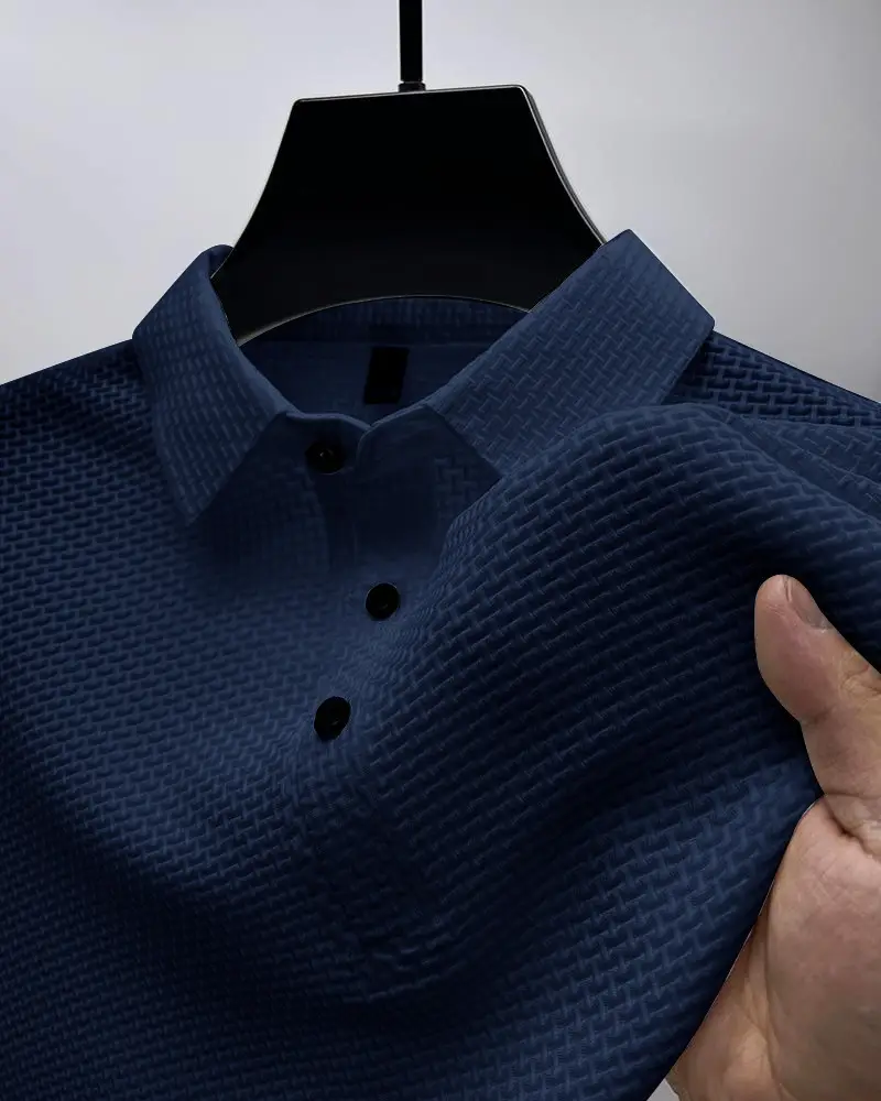 Men's Grey Waffle Knit Ice Silk Short Sleeve T-Shirt