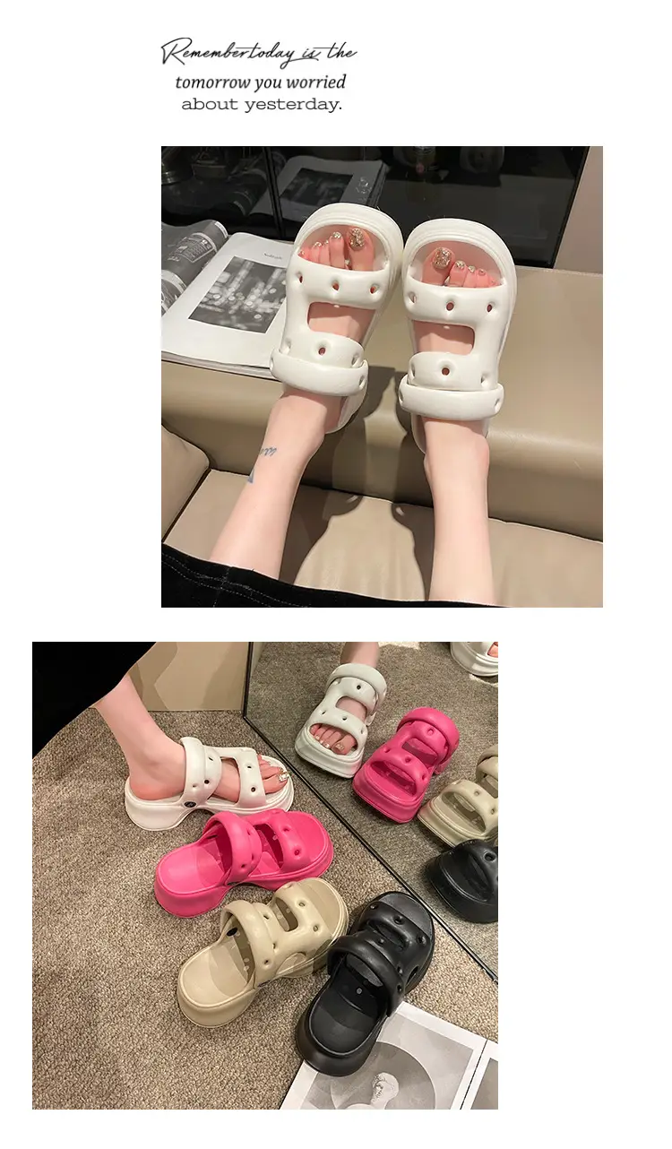 eva drooping hole shoes for women Summer indoor home home outdoor wear seaside beach non-stinky feet soft bottom — feature 11