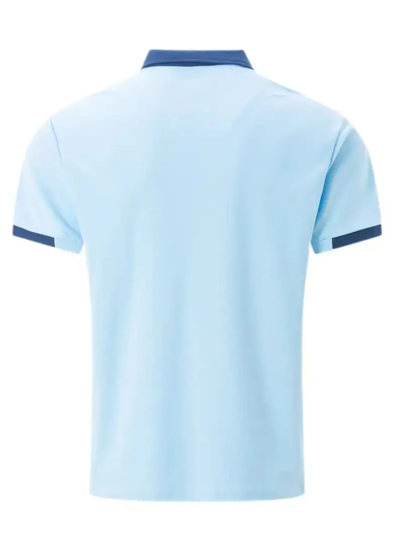 Men's Gray Blue Polo Shirt with Pocket Design — feature 13