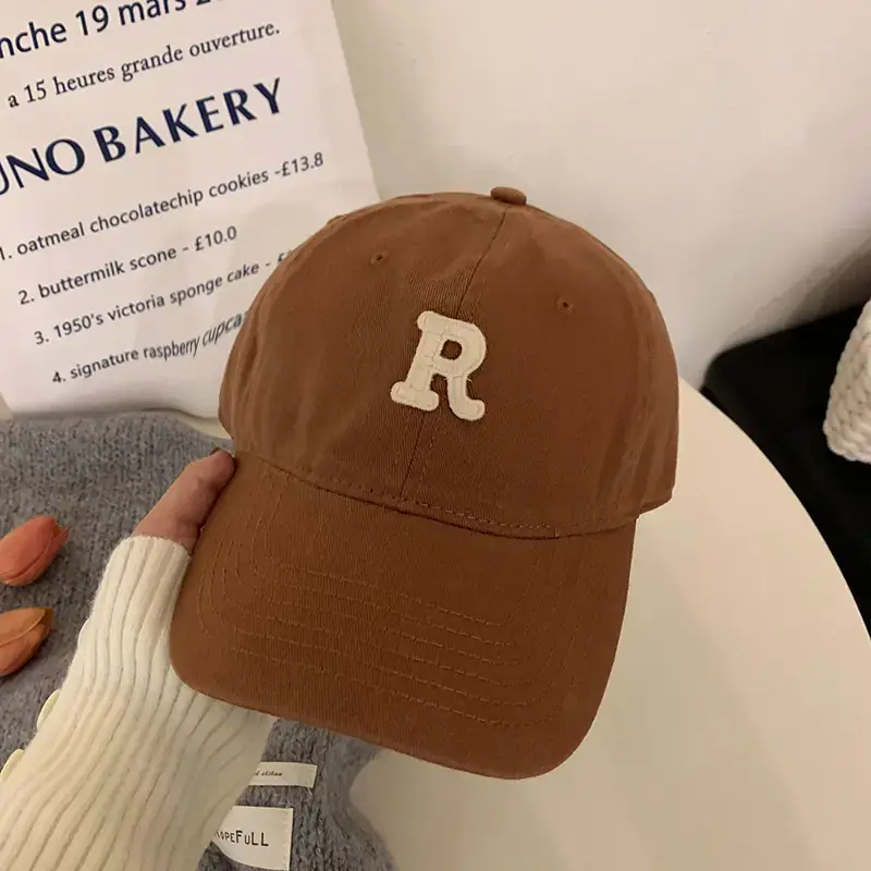Women Brown R Logo Baseball Cap Summer Wear - Image 24