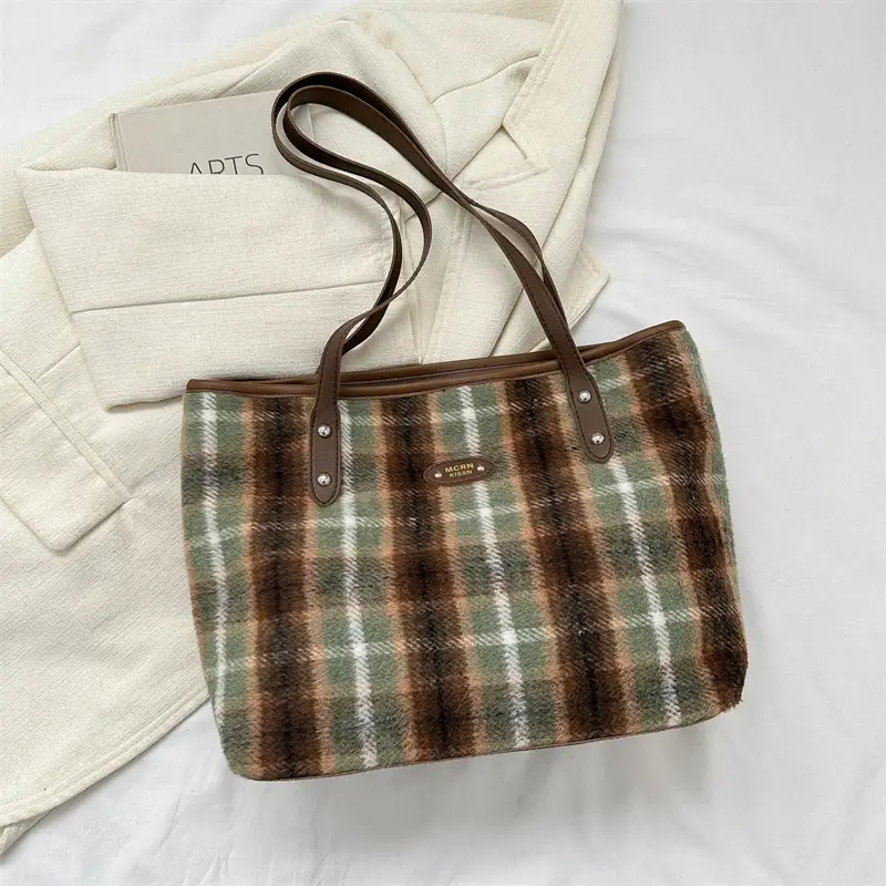 Korean-Style Plaid Shoulder Bag for Women 2026 - Image 2