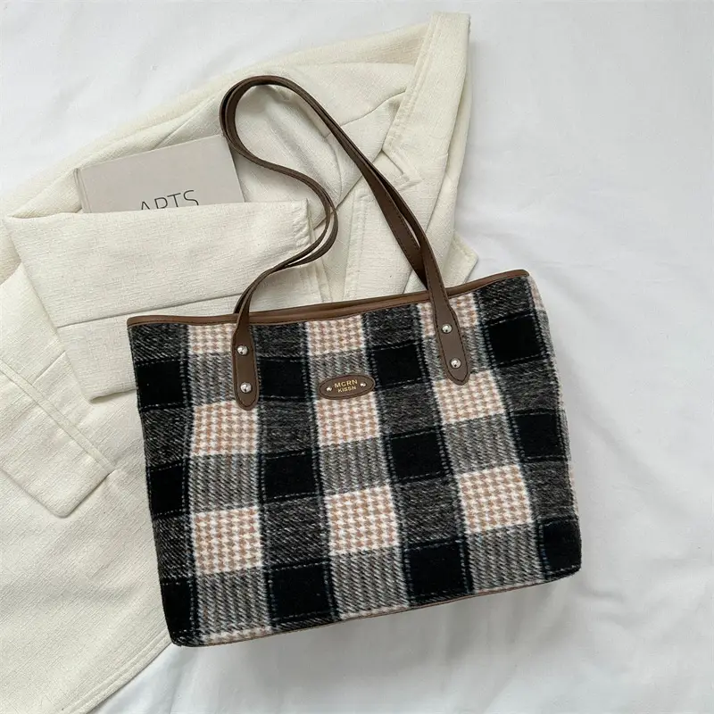 Korean-Style Plaid Shoulder Bag for Women 2026 - Image 3
