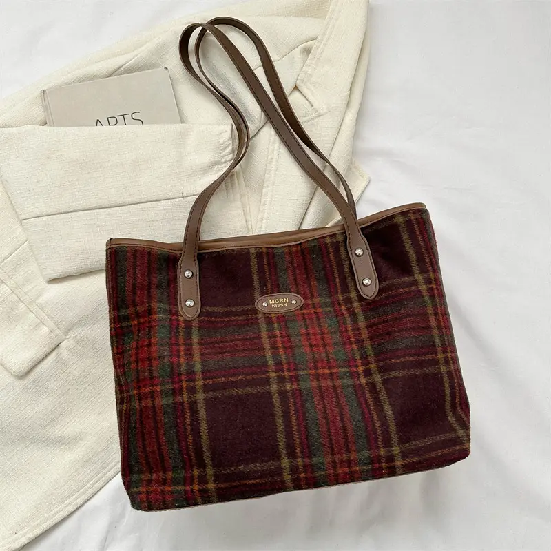 Korean-Style Plaid Shoulder Bag for Women 2026 - Image 4
