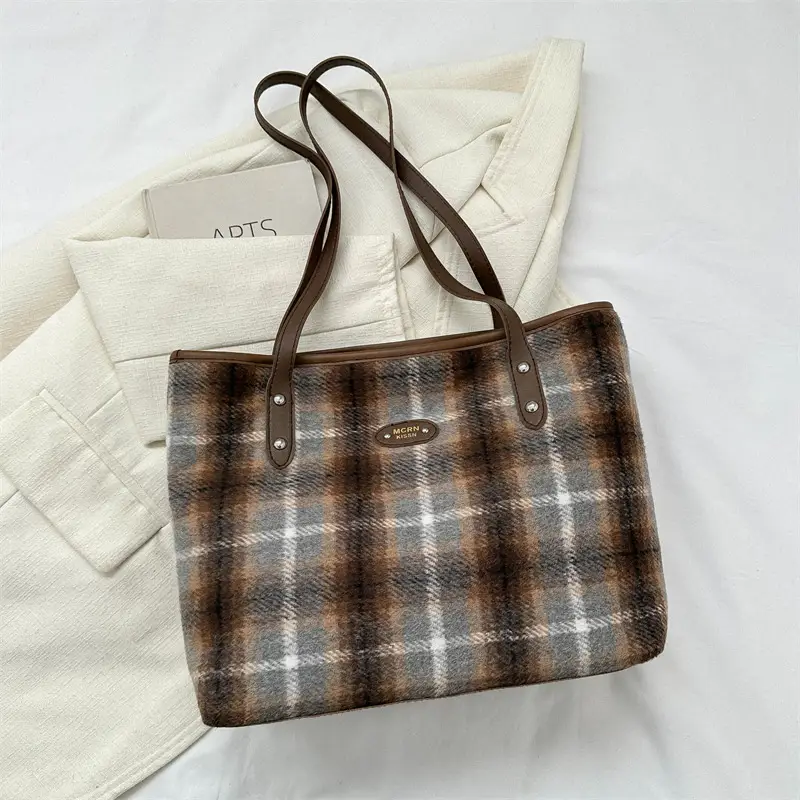 Korean-Style Plaid Shoulder Bag for Women 2026 - Image 5