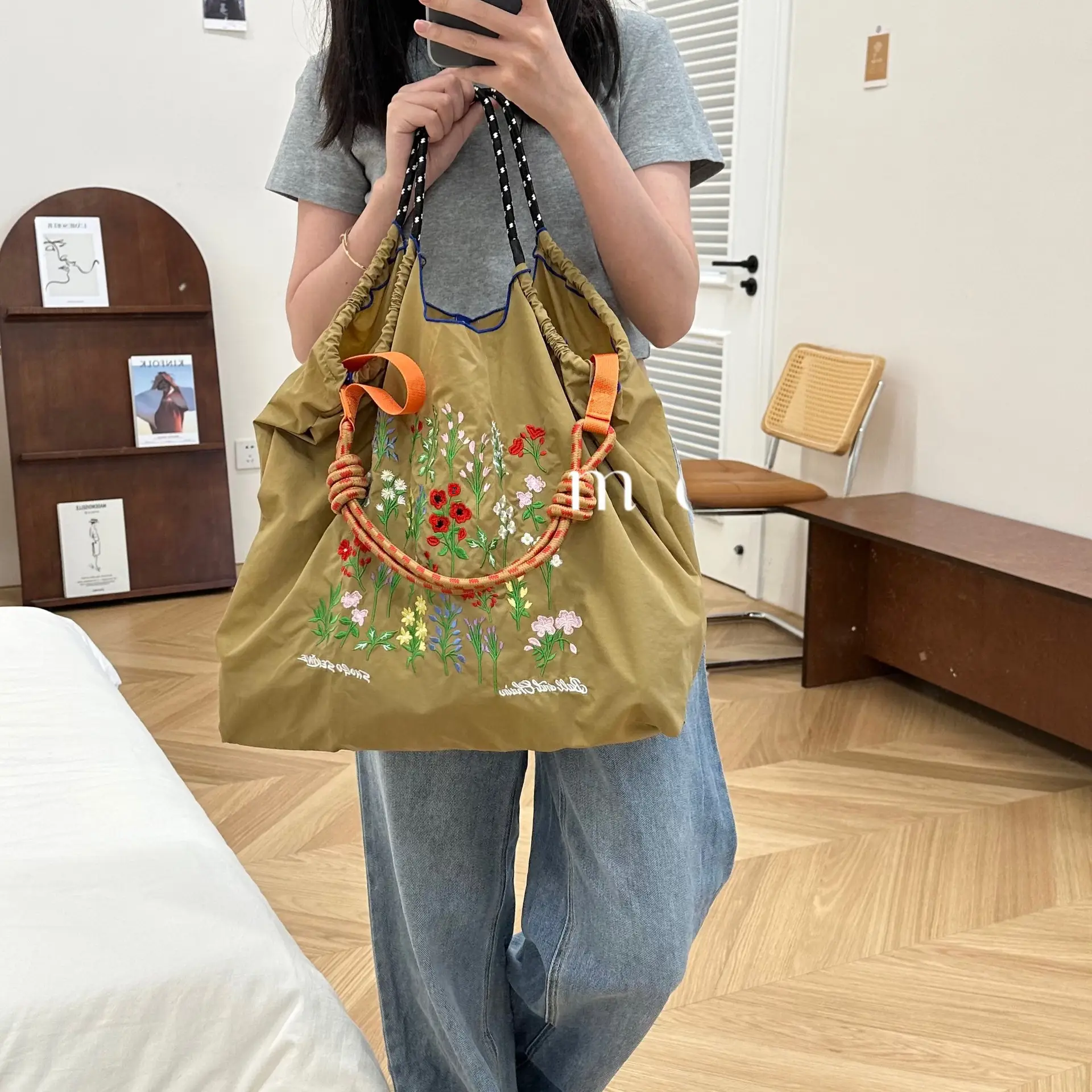 Tiger Print Nylon Shopping Bag Large Capacity - Image 23
