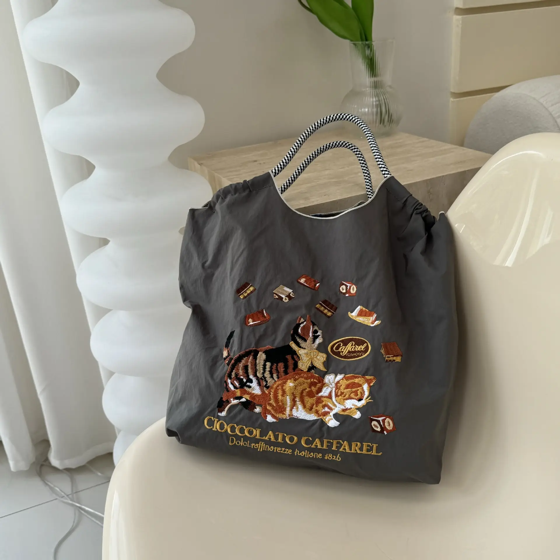 Tiger Print Nylon Shopping Bag Large Capacity - Image 45