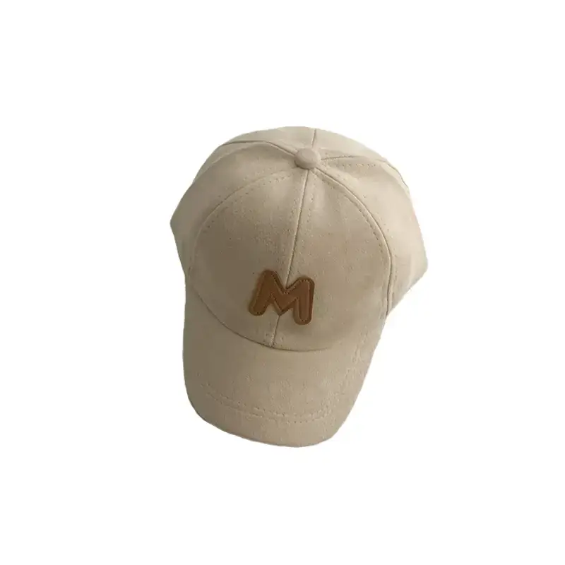 2022 Kids Suede Letter Cap Beige Black