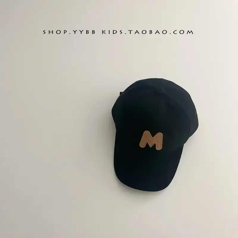 2022 Kids Suede Letter Cap Beige Black