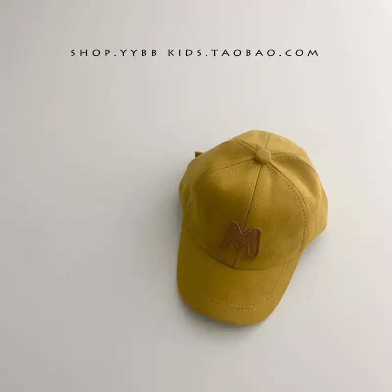 2022 Kids Suede Letter Cap Beige Black