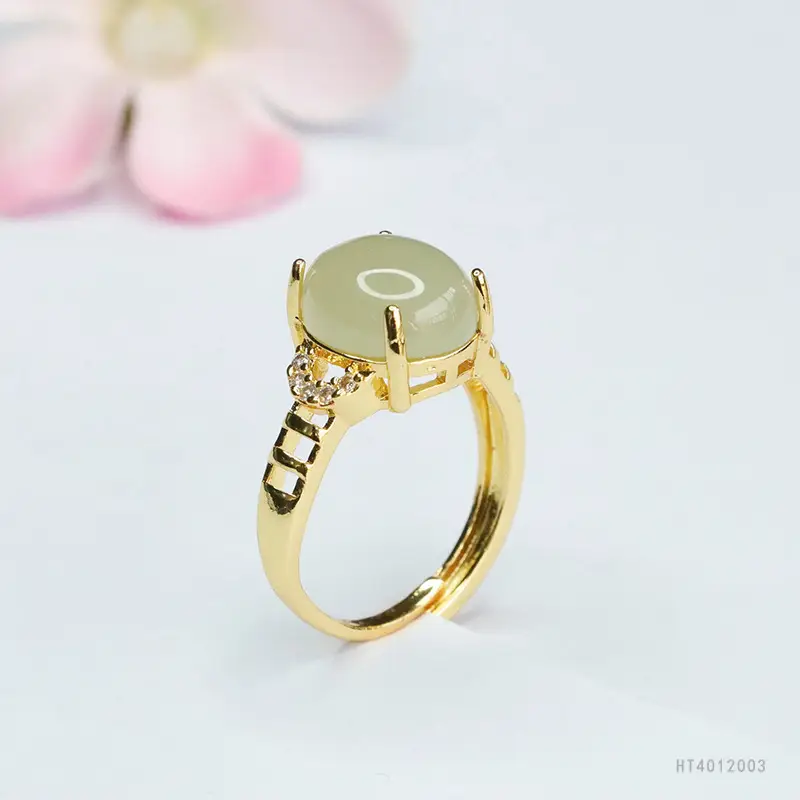 Guan Yu Jade Clear Water Ring Gold Plated — feature 8