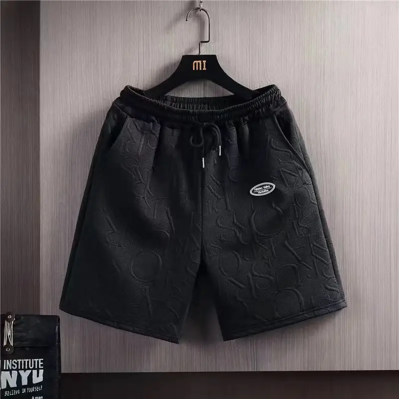 Men Black Printed Casual Shorts Set Summer Suit