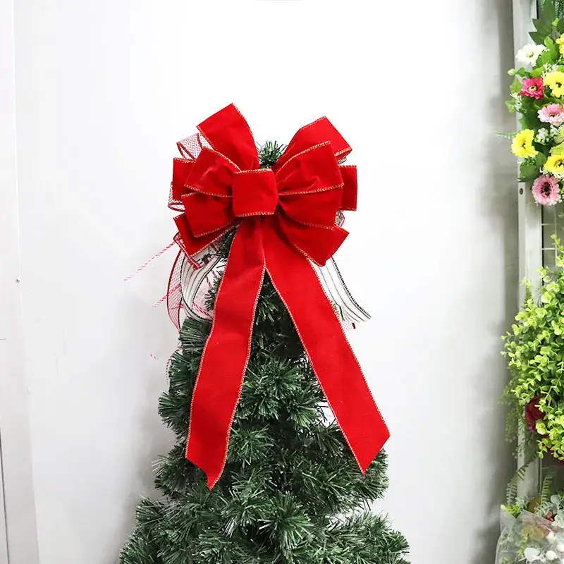 Red Velvet Bow Ornament for Christmas Tree Decor - Image 4