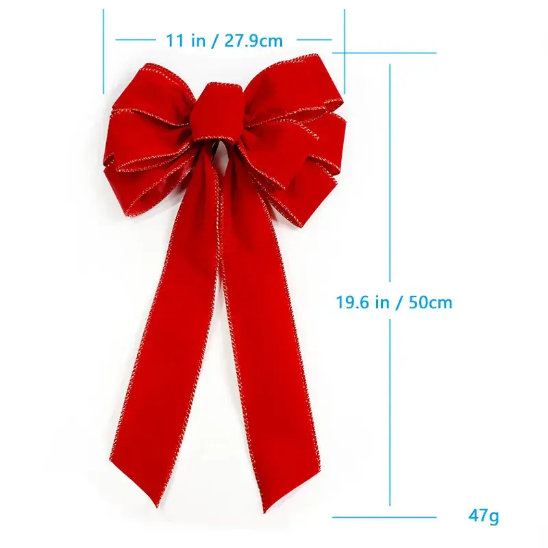 Red Velvet Bow Ornament for Christmas Tree Decor - Image 5