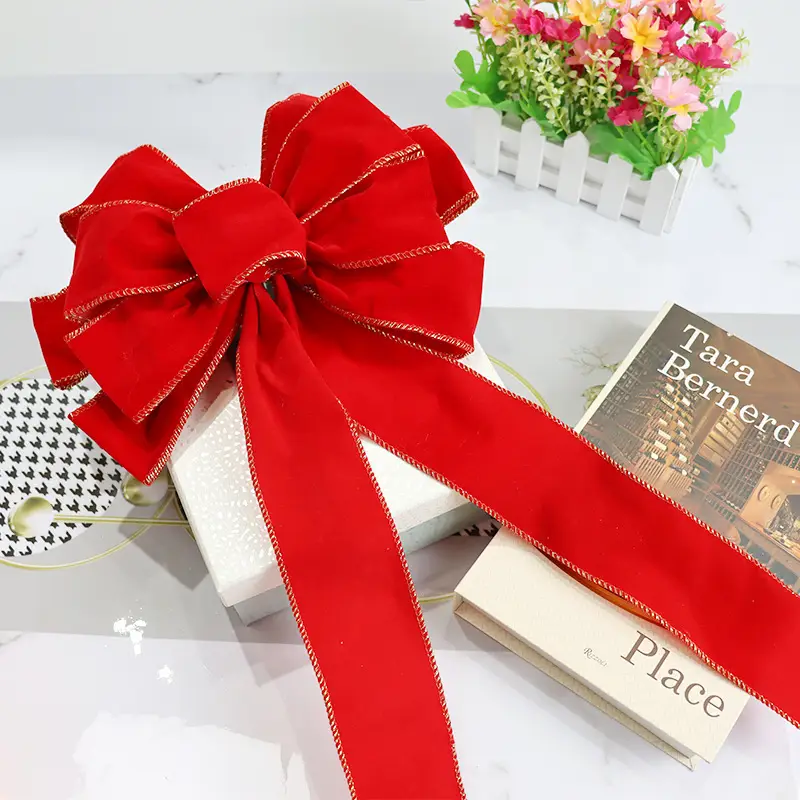 Red Velvet Bow Ornament for Christmas Tree Decor — feature 6