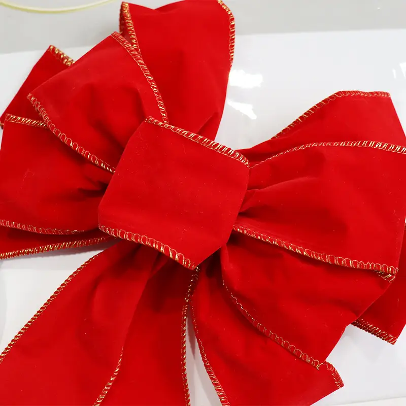 Red Velvet Bow Ornament for Christmas Tree Decor — feature 7