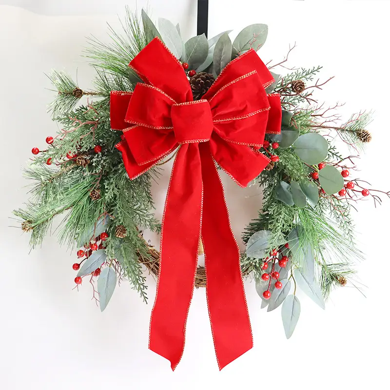 Red Velvet Bow Ornament for Christmas Tree Decor — feature 9