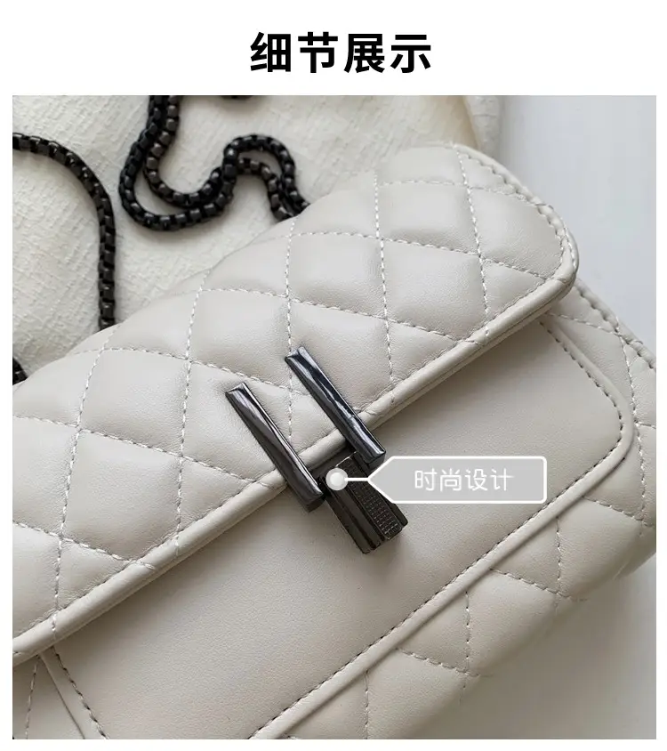2023 Rhombus Chain Shoulder Messenger Bag Black — feature 4