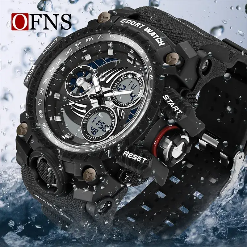 Men's Dual Display Digital Watch Sports Waterproof Black - Image 10