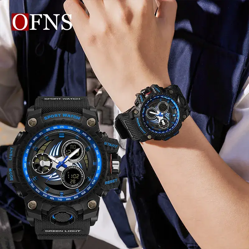Men's Dual Display Digital Watch Sports Waterproof Black - Image 11