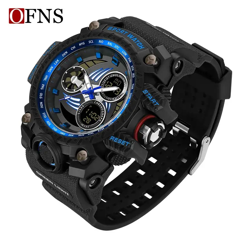 Men's Dual Display Digital Watch Sports Waterproof Black - Image 4