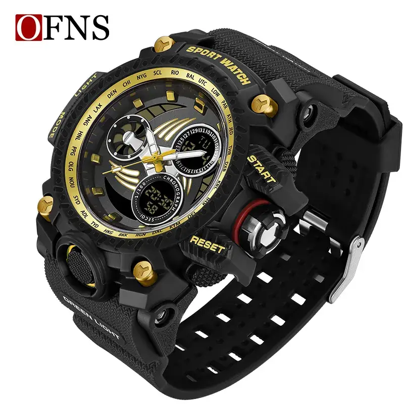 Men's Dual Display Digital Watch Sports Waterproof Black - Image 6