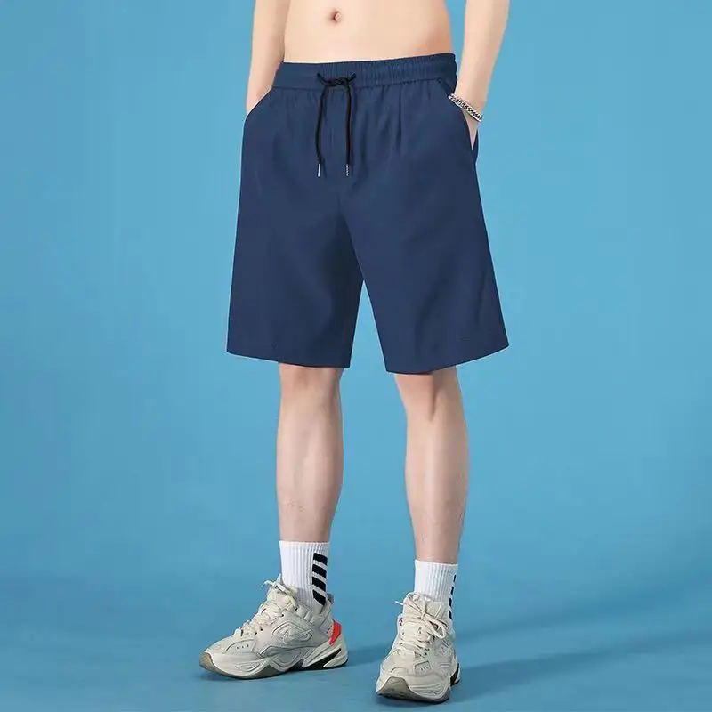 Men's Ice Silk Flap Pocket Shorts Navy Blue - Image 2