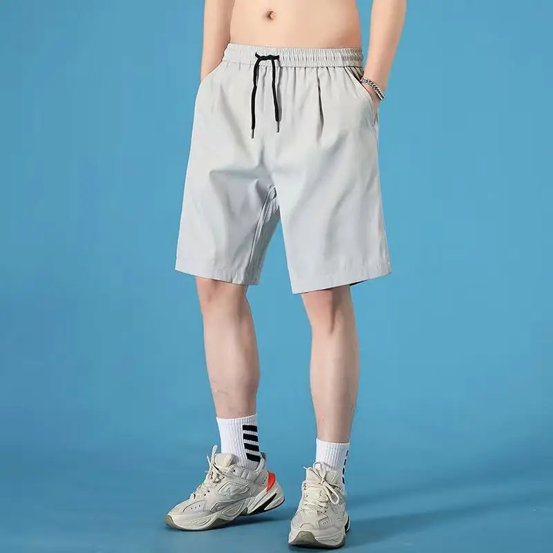 Men's Ice Silk Flap Pocket Shorts Navy Blue - Image 4