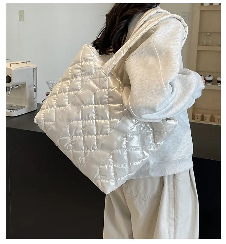 White Quilted Rhombus Shoulder Bag for Women — feature 1