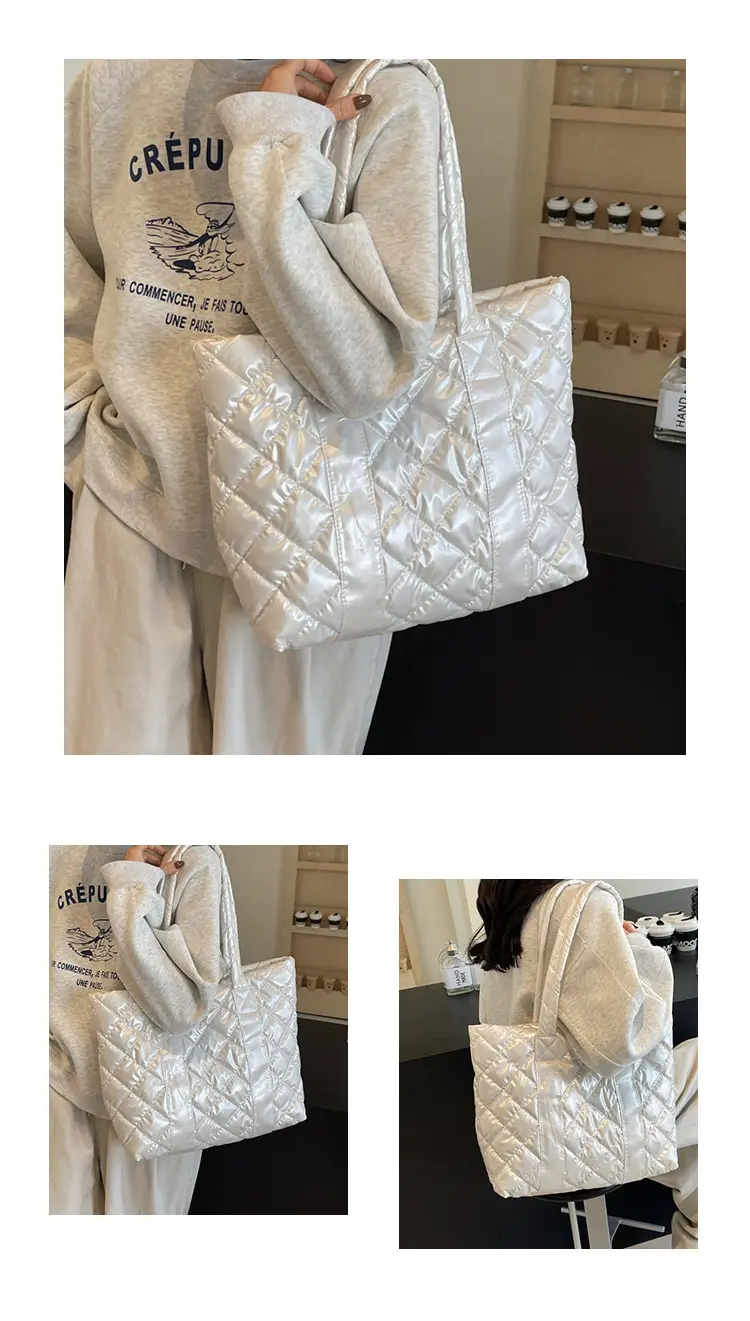 White Quilted Rhombus Shoulder Bag for Women — feature 11