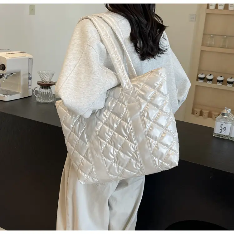 White Quilted Rhombus Shoulder Bag for Women — feature 31