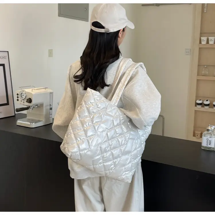 White Quilted Rhombus Shoulder Bag for Women — feature 32